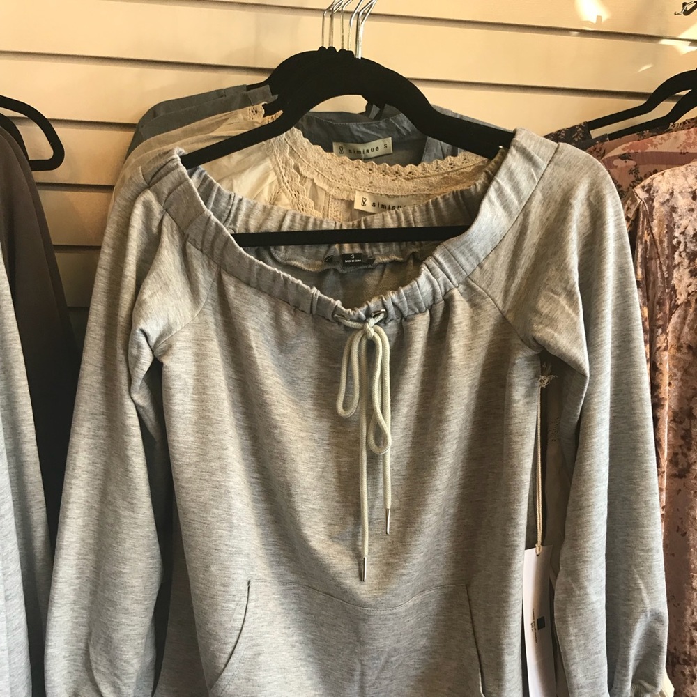 Off the shoulder sweatshirt material  super cute